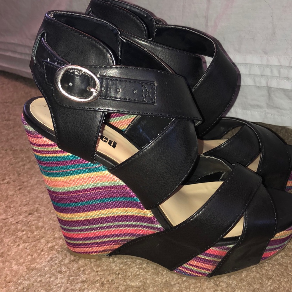 Rainbow Stripe Wedge Sandal - Picture 2 of 6